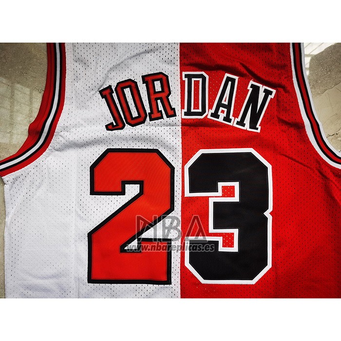 Camiseta Chicago Bulls Michael Jordan NO 23 Split Blanco Rojo